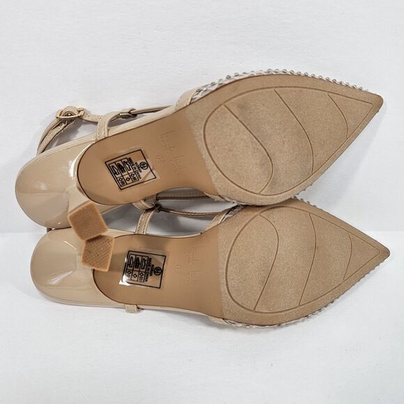 Nicole Miller Rhinestone Mesh Slingback Pump Beige US Size 6.5 - Picture 4 of 8